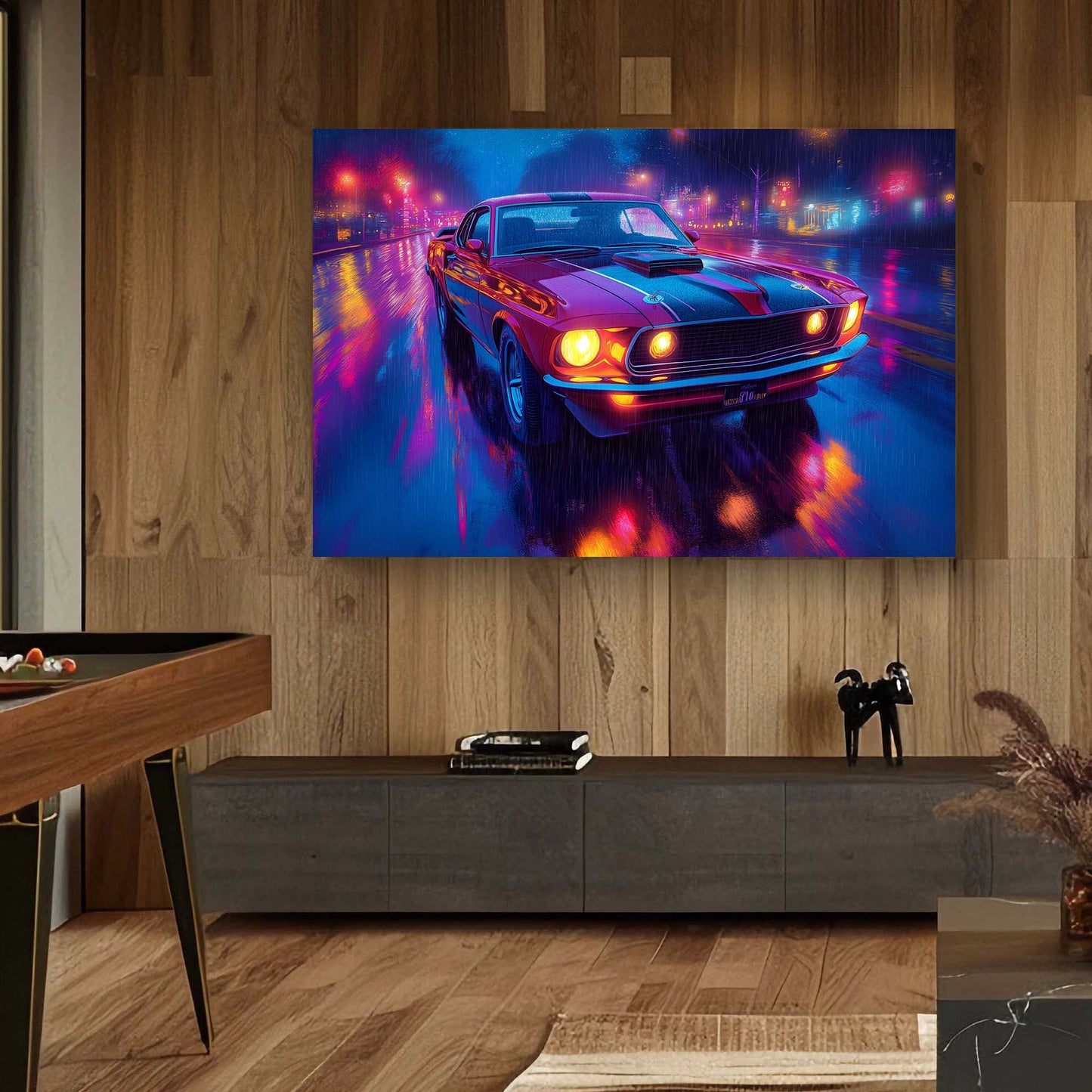 Night Blaze Mustang #1401 Canvas Wall Art & Metal Prints