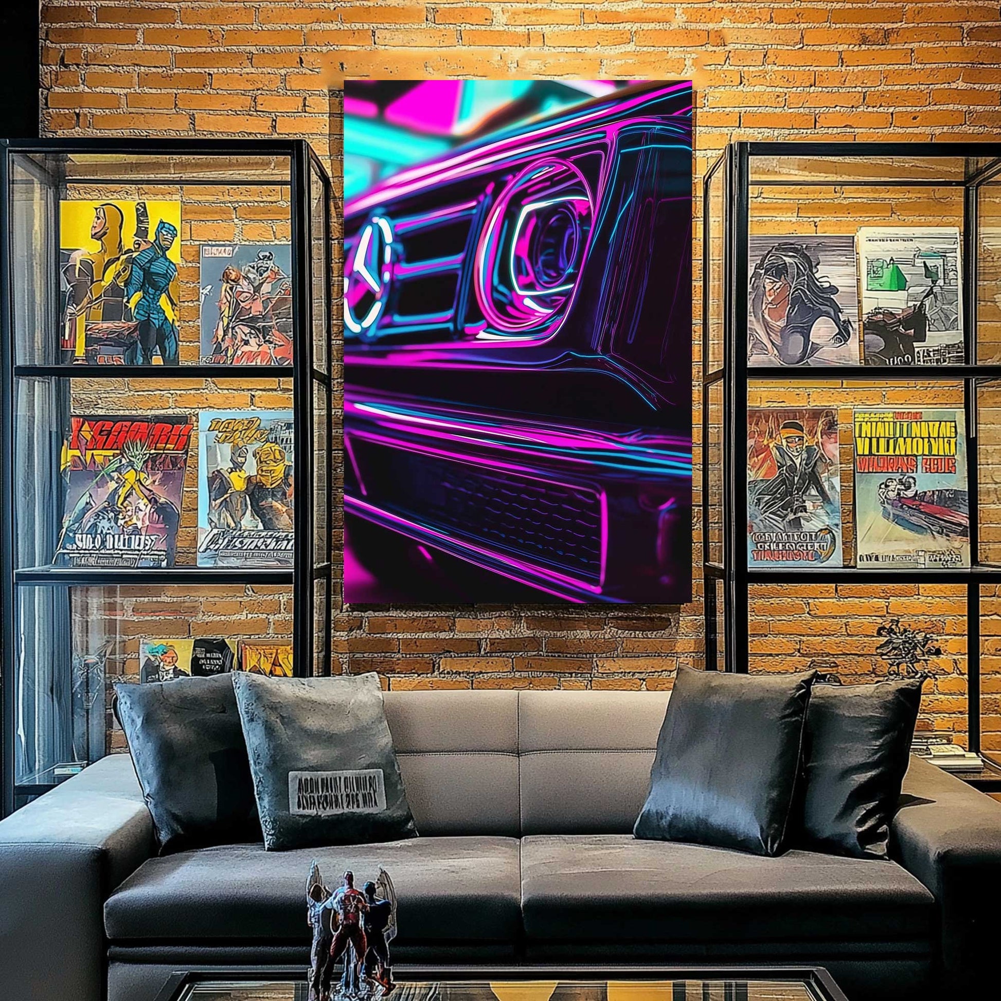 Neon Mercedes #1410 Canvas Wall Art & Metal Prints