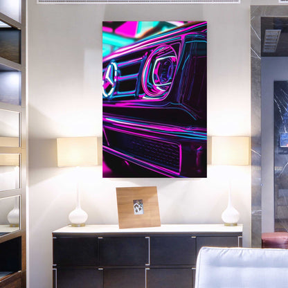 Neon Mercedes #1410 Canvas Wall Art & Metal Prints