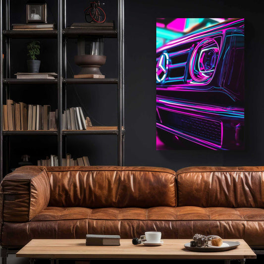 Neon Mercedes #1410 Canvas Wall Art & Metal Prints