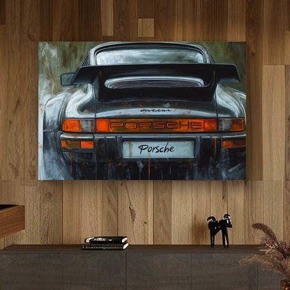 Black Porsche #1413 Canvas Wall Art & Metal Prints