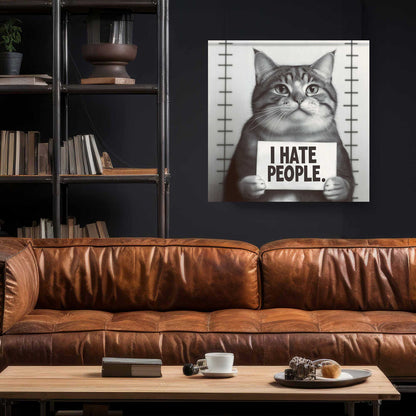 I Hate People Cat #1414 Canvas Wall Art & Metal Prints