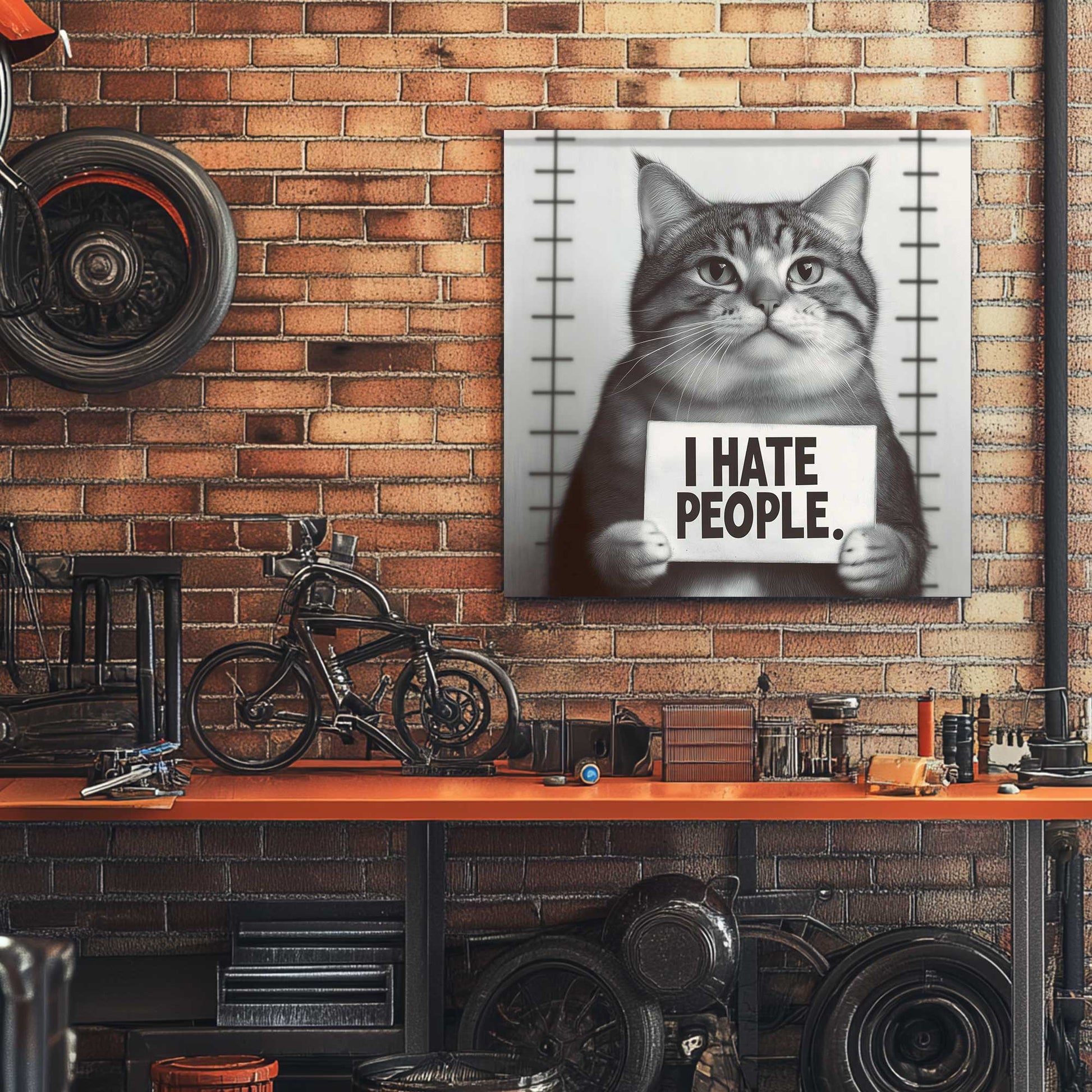 I Hate People Cat #1414 Canvas Wall Art & Metal Prints