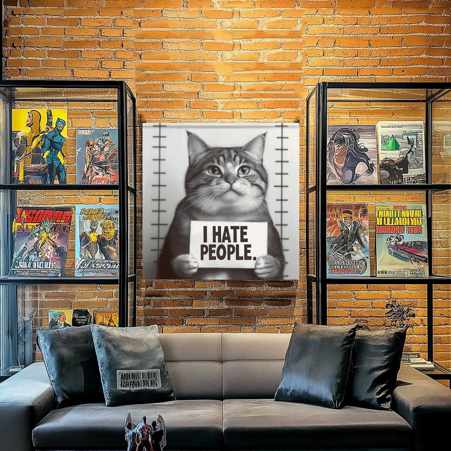 I Hate People Cat #1414 Canvas Wall Art & Metal Prints