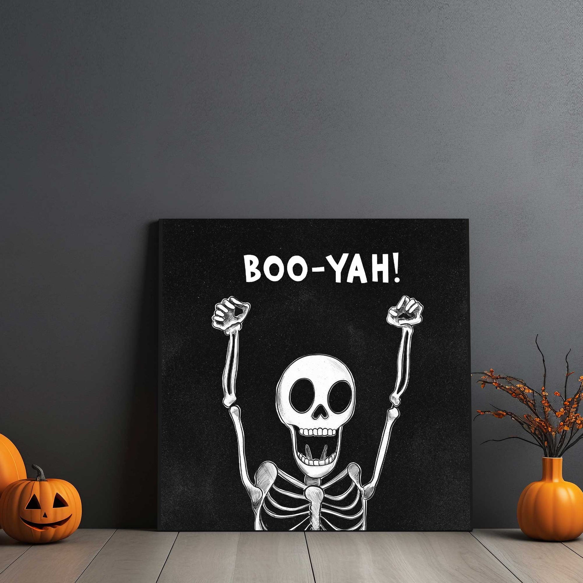 Boo-Yah Skeleton #1429 Canvas Wall Art & Metal Prints