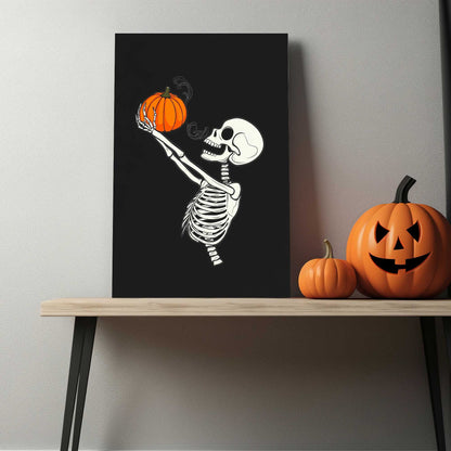 Pumpkin Offering Skeleton #1430 Canvas Wall Art & Metal Prints