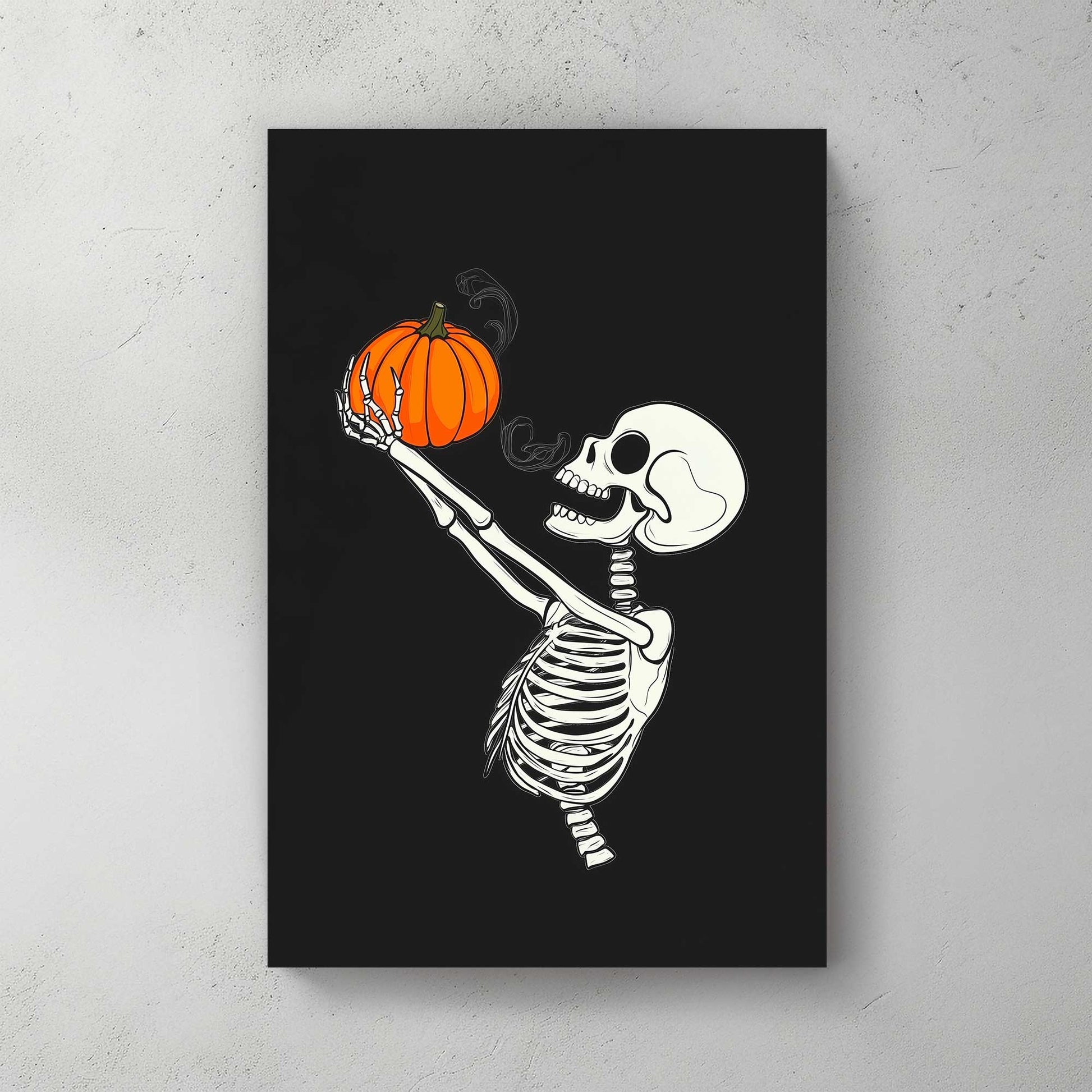 Pumpkin Offering Skeleton #1430 Canvas Wall Art & Metal Prints