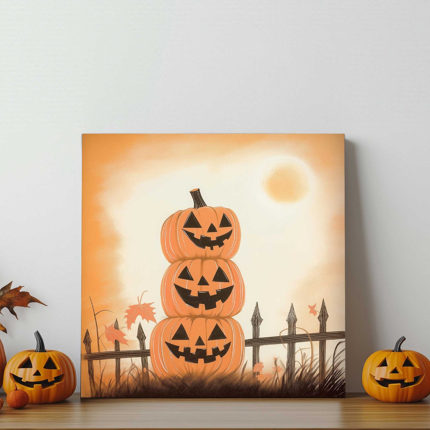 Pumpkin Stack Delight #1431 Canvas Wall Art & Metal Prints