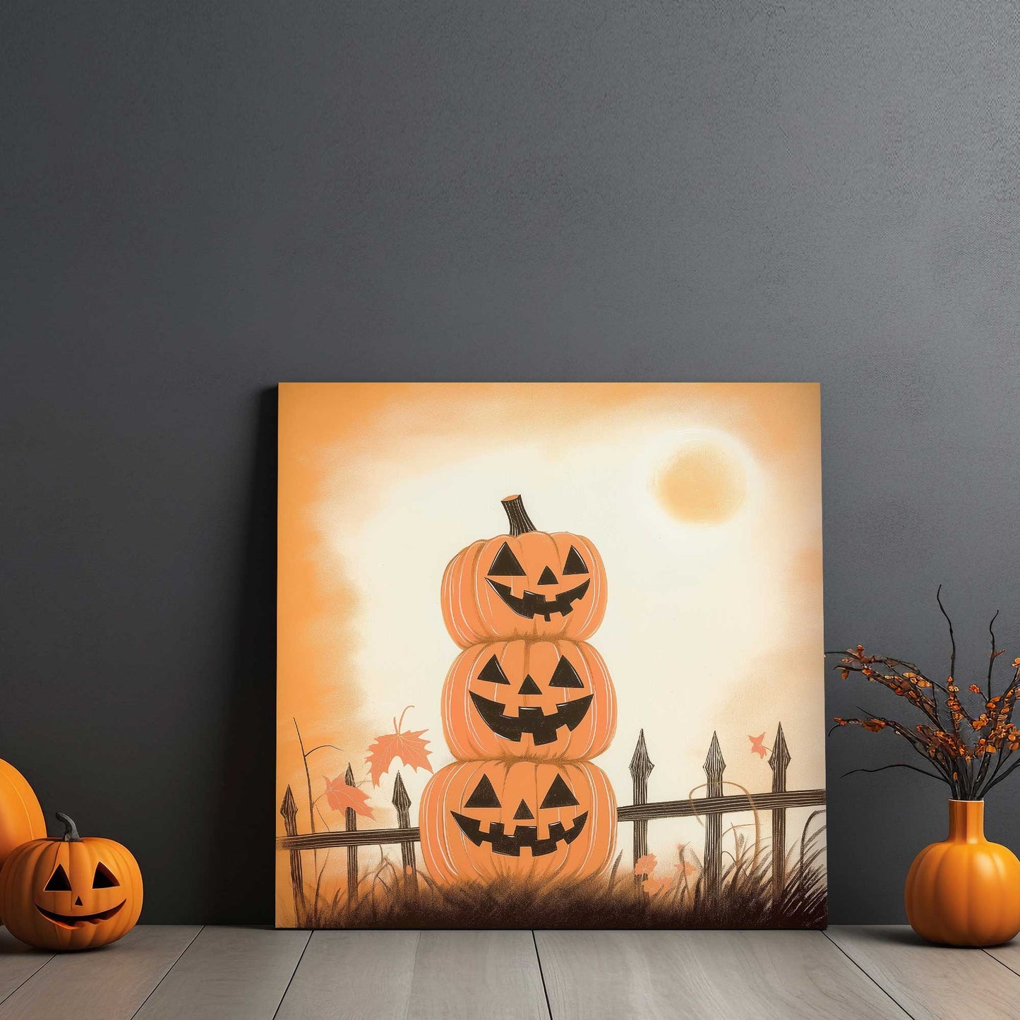 Pumpkin Stack Delight #1431 Canvas Wall Art & Metal Prints