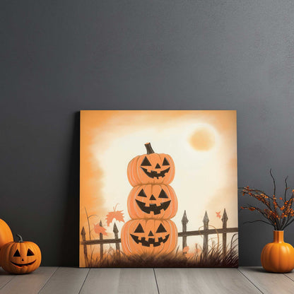 Pumpkin Stack Delight #1431 Canvas Wall Art & Metal Prints