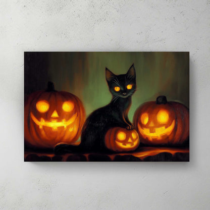 Black Cat’s Glow #1438 Canvas Wall Art & Metal Prints