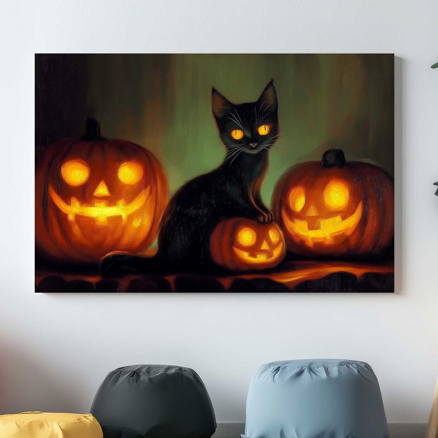 Black Cat’s Glow #1438 Canvas Wall Art & Metal Prints