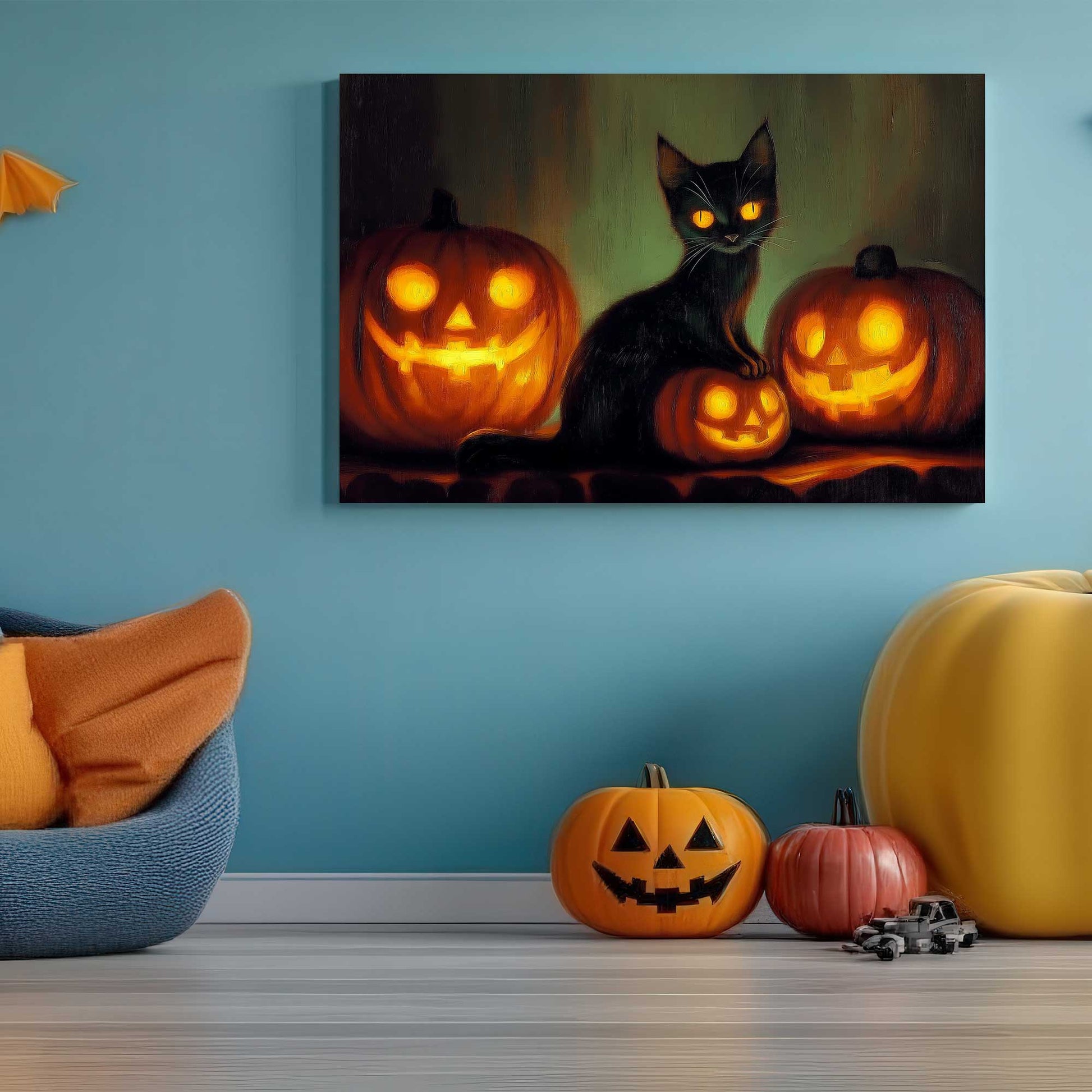 Black Cat’s Glow #1438 Canvas Wall Art & Metal Prints