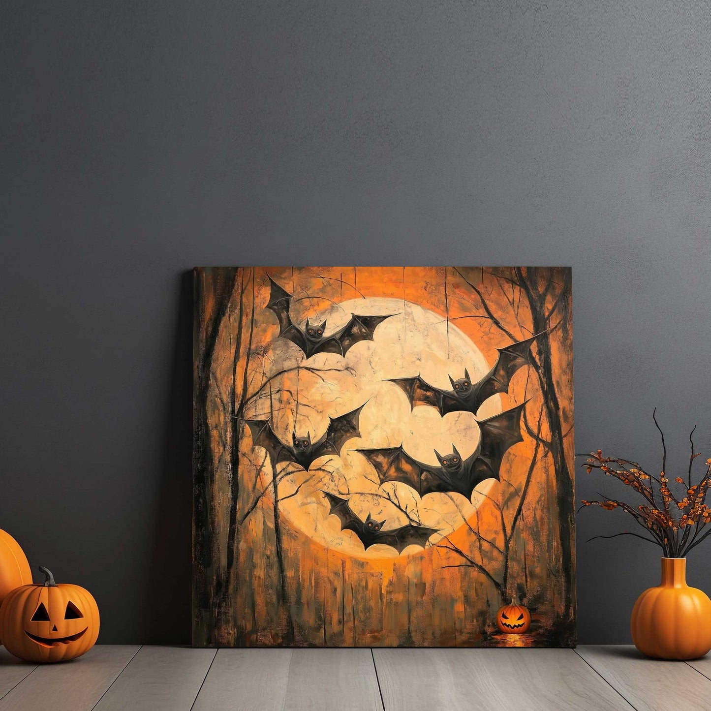 Moonlit Bat Flight #1440 Canvas Wall Art & Metal Prints