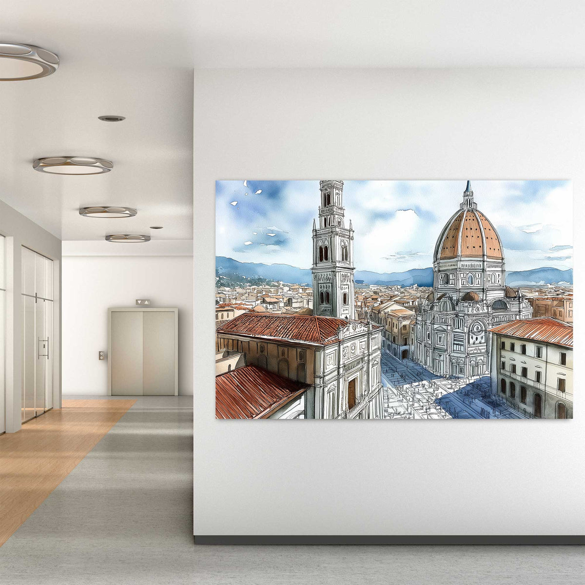 Florentine Skyline #1454 Canvas Wall Art & Metal Prints