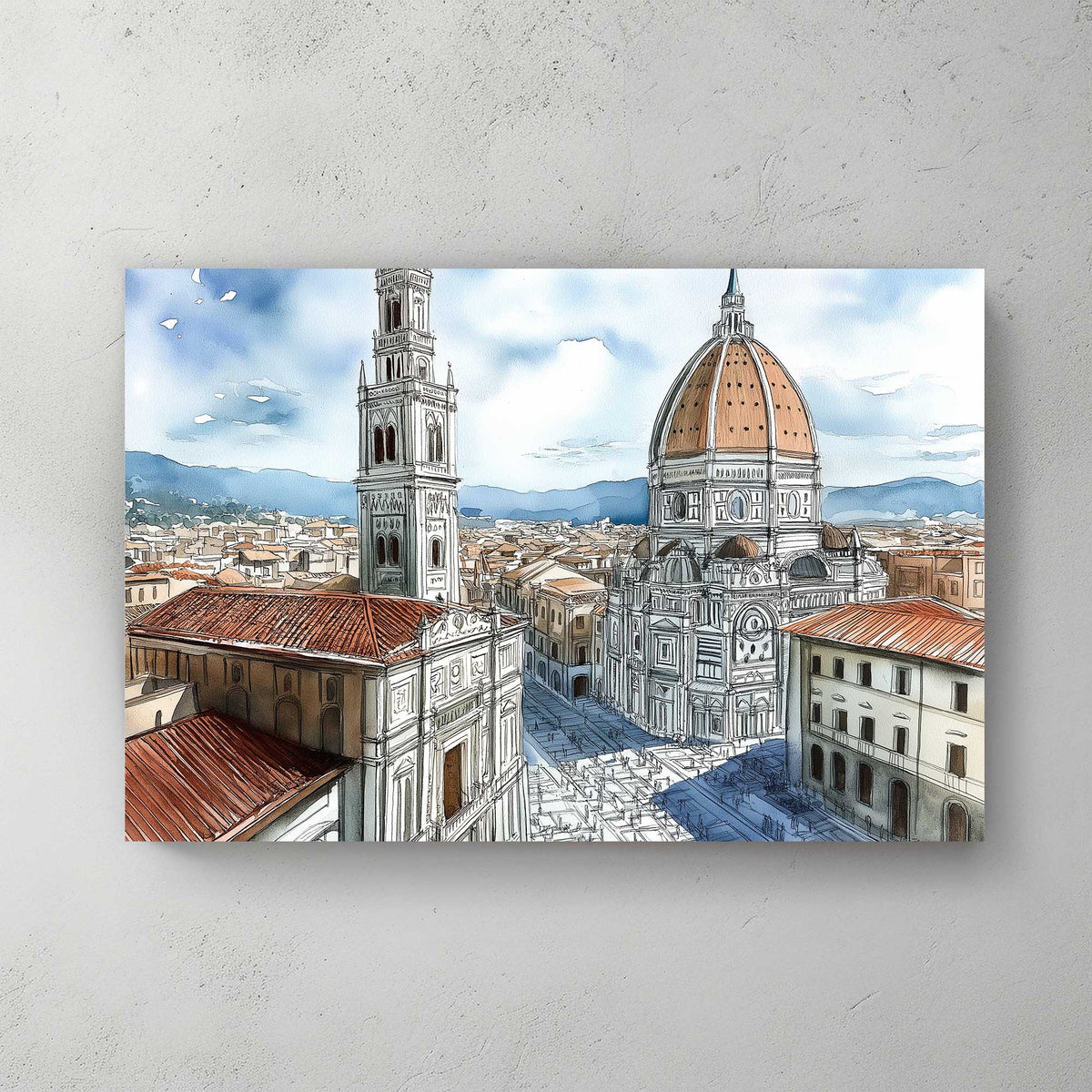 Florentine Skyline #1454 Canvas Wall Art & Metal Prints