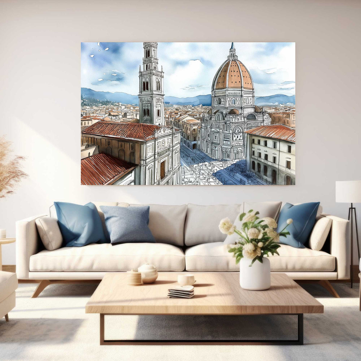 Florentine Skyline #1454 Canvas Wall Art & Metal Prints