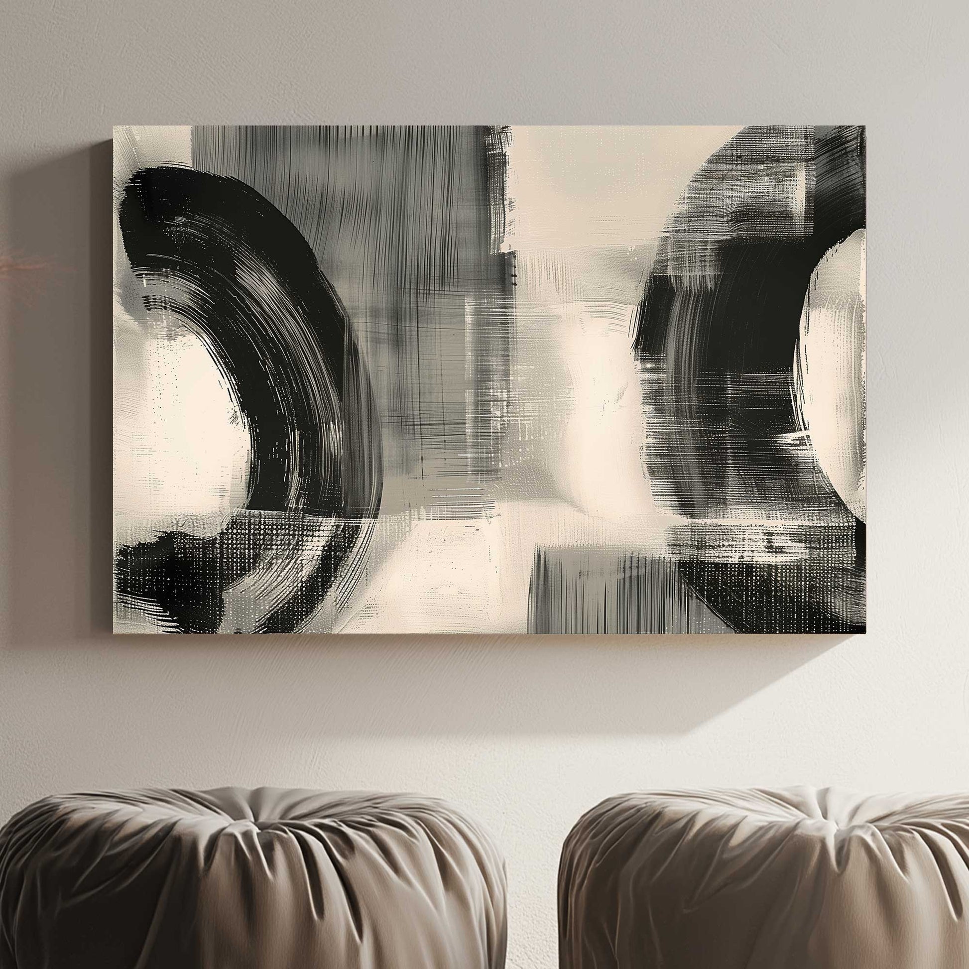 Monochrome Abstraction #1471 Canvas Wall Art & Metal Prints