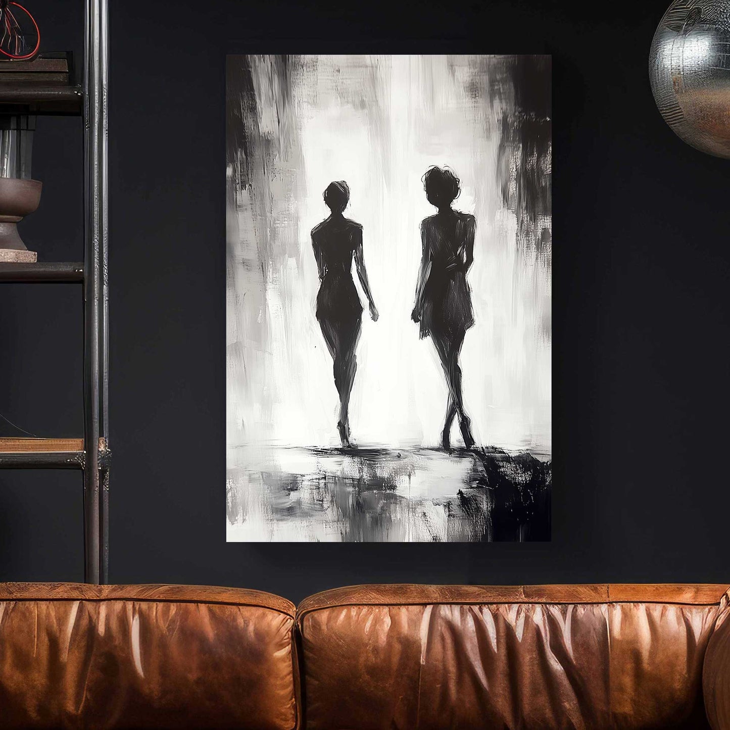 Dual Silhouettes #1476 Canvas Wall Art & Metal Prints