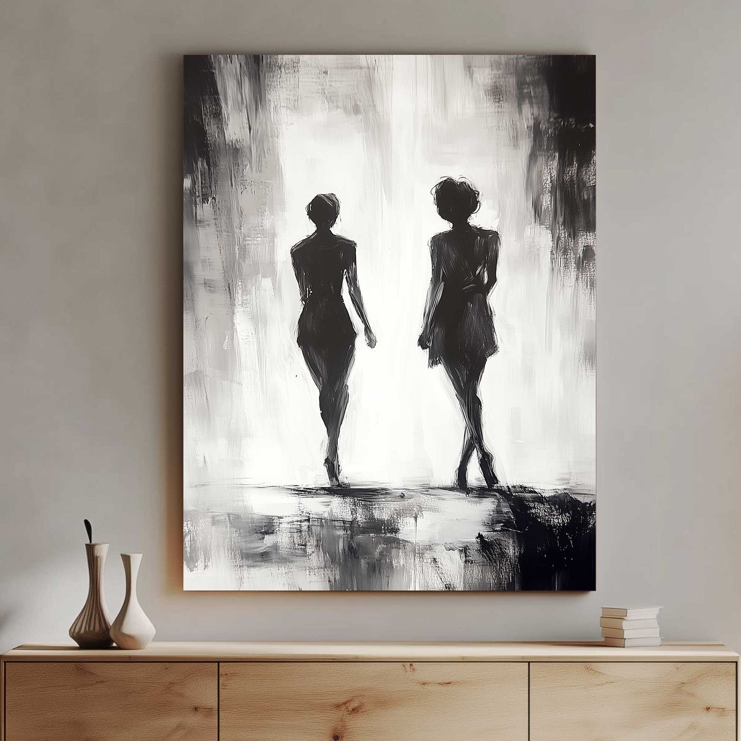 Dual Silhouettes #1476 Canvas Wall Art & Metal Prints