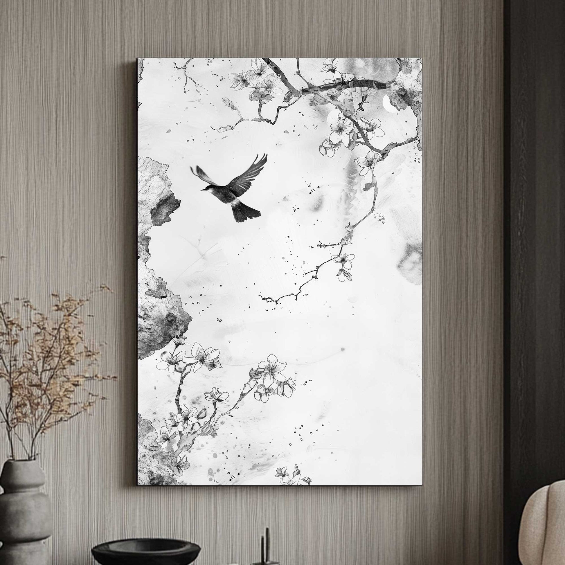 Flight and Blossoms #1483 Canvas Wall Art & Metal Prints