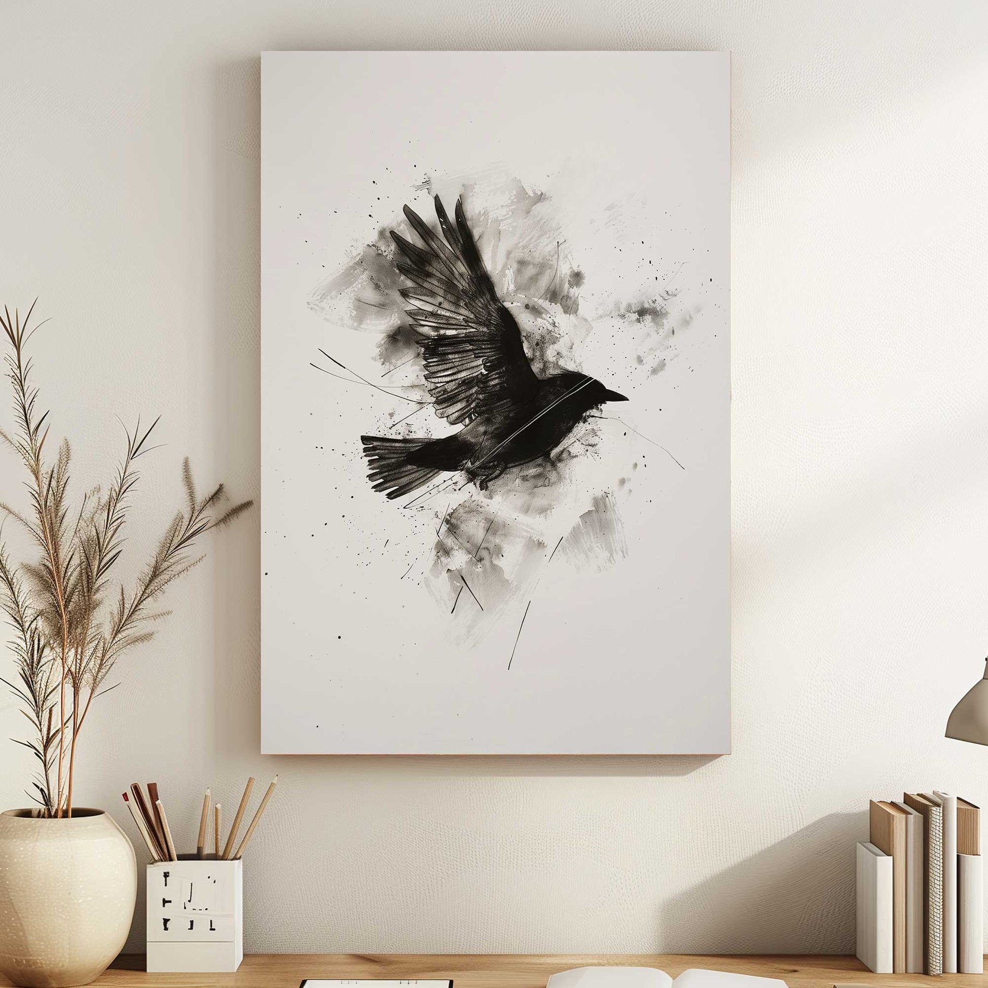 Raven in Flight #1486 Canvas Wall Art & Metal Prints