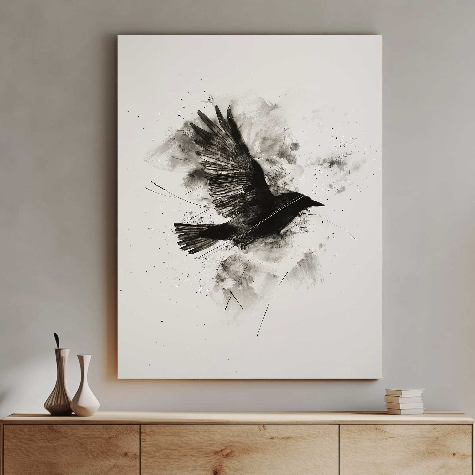 Raven in Flight #1486 Canvas Wall Art & Metal Prints