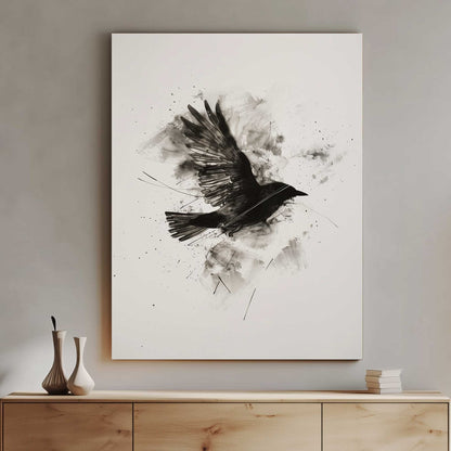 Raven in Flight #1486 Canvas Wall Art & Metal Prints