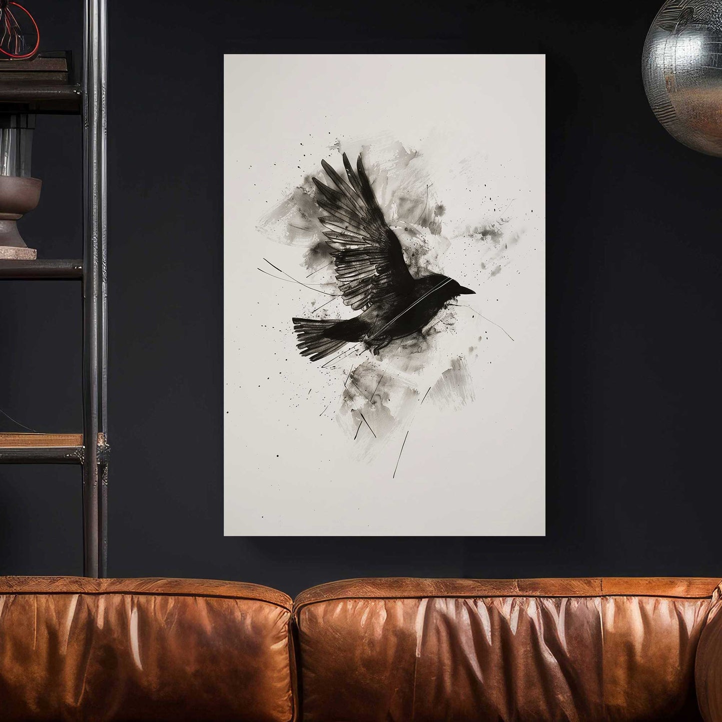 Raven in Flight #1486 Canvas Wall Art & Metal Prints