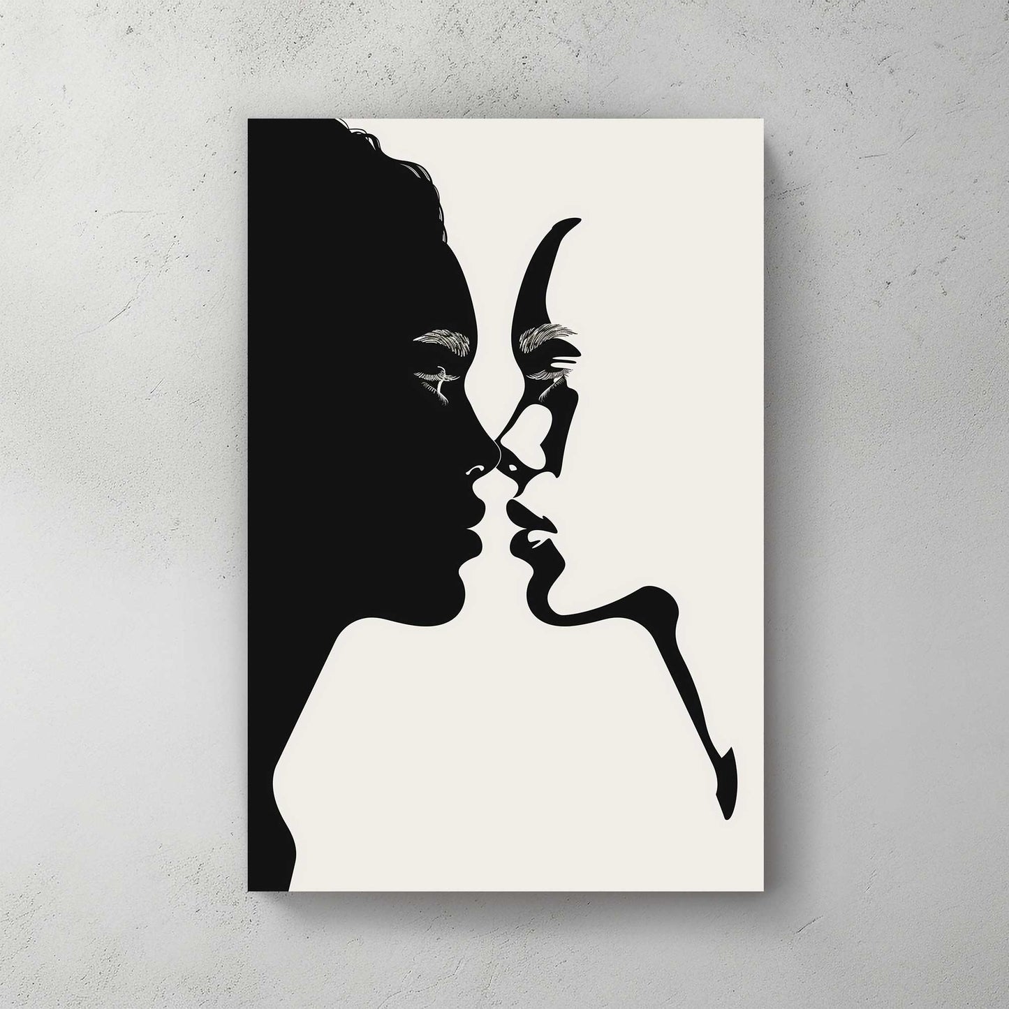 Silhouette Kiss #1491 Canvas Wall Art & Metal Prints