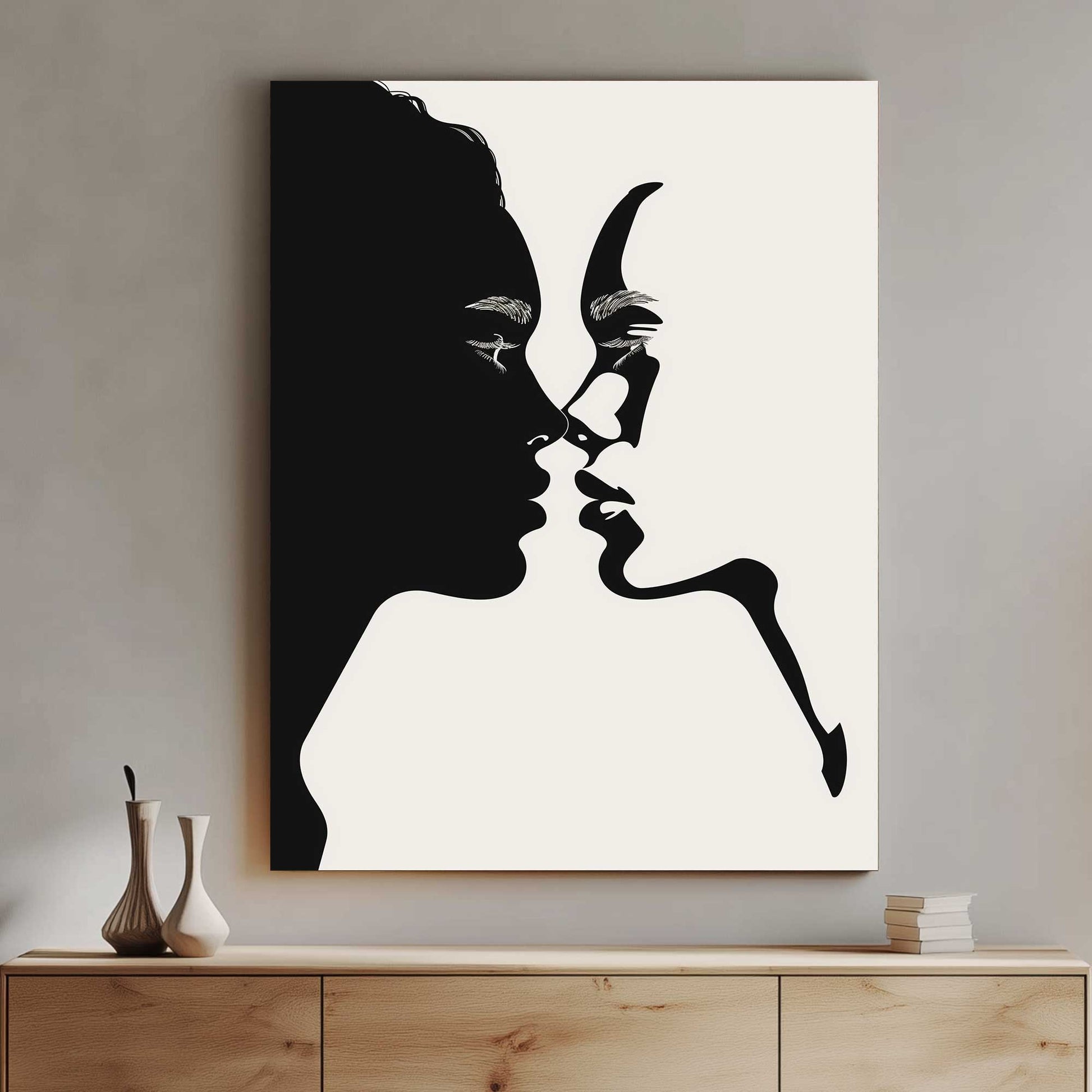 Silhouette Kiss #1491 Canvas Wall Art & Metal Prints