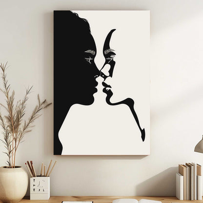 Silhouette Kiss #1491 Canvas Wall Art & Metal Prints