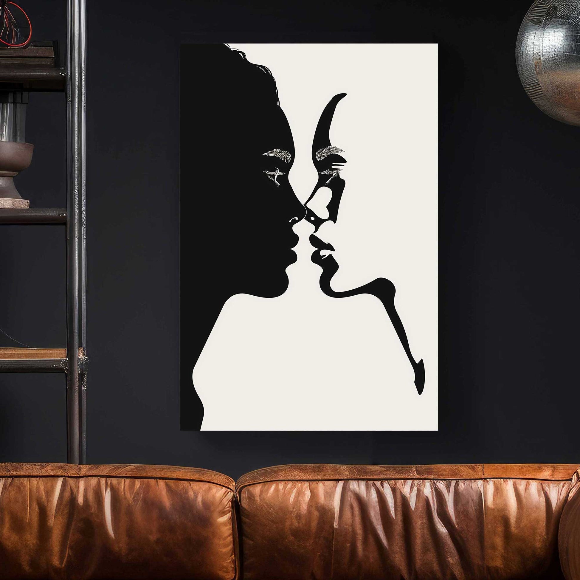 Silhouette Kiss #1491 Canvas Wall Art & Metal Prints