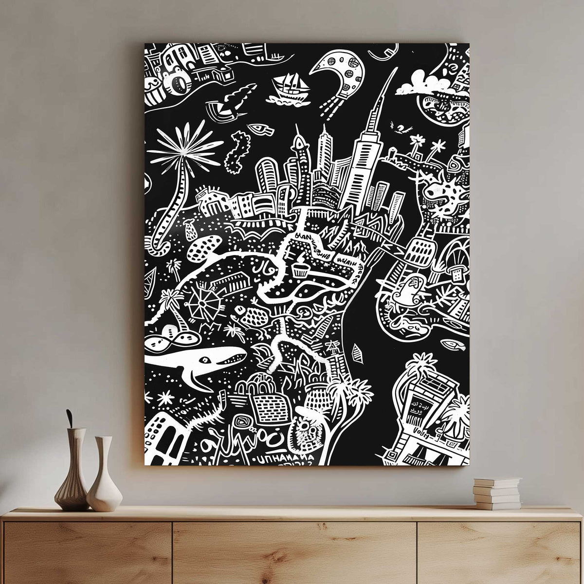 Dubai Cityscape #1493 Canvas Wall Art & Metal Prints