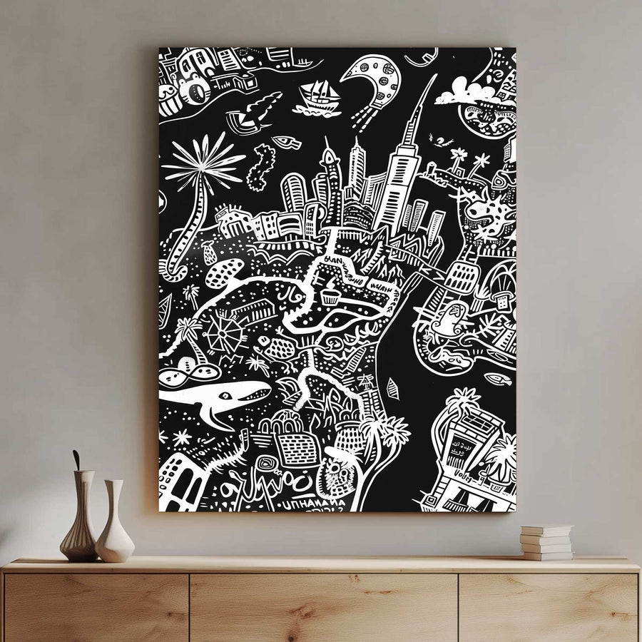 Dubai Cityscape #1493 Canvas Wall Art & Metal Prints