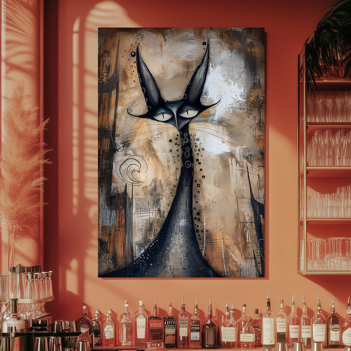 Surreal cat modern wall art decor