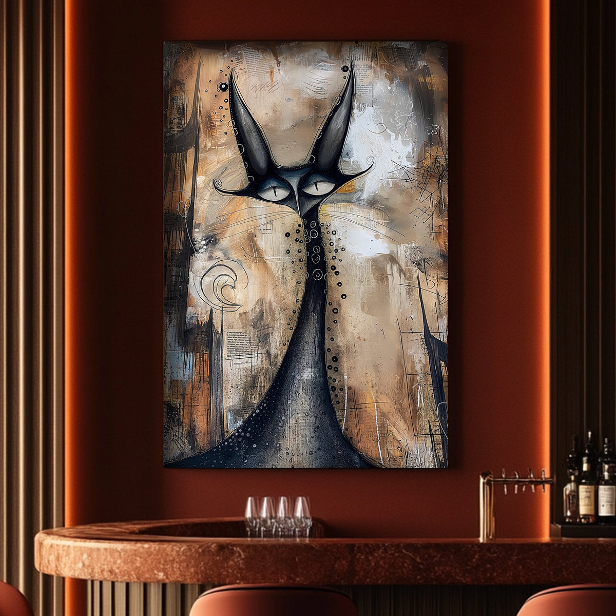 Surreal cat modern wall art decor