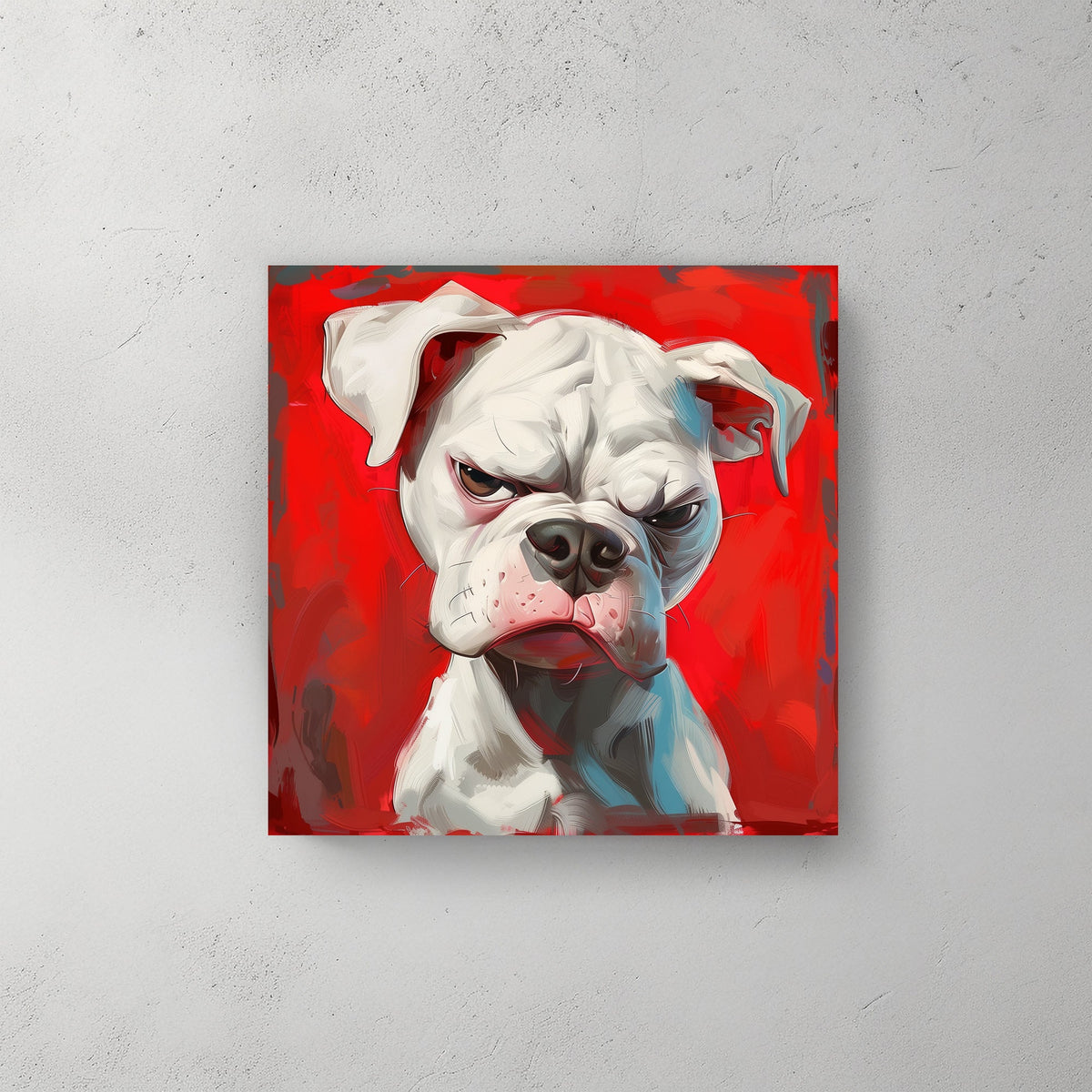 Red background bulldog wall art