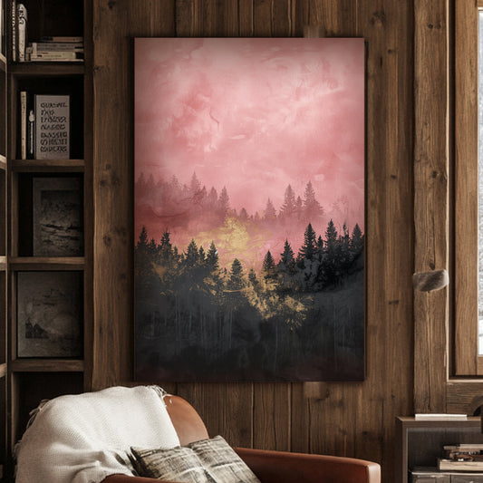 Golden Sunset Pines #1534 Canvas Wall Art & Metal Prints