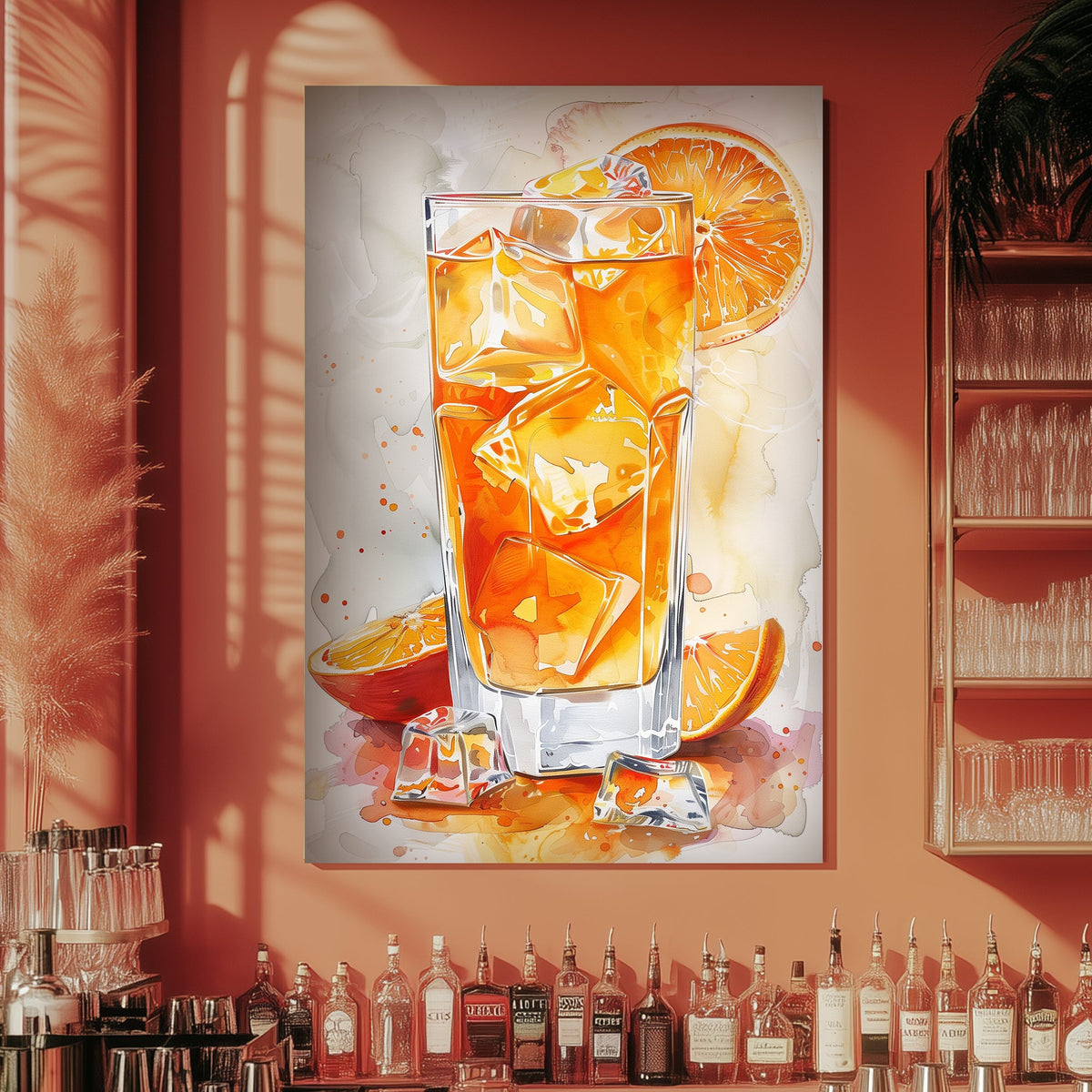 Orange slice drink wall art decor