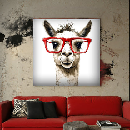 Smarty Llama #1545 Canvas Wall Art & Metal Prints