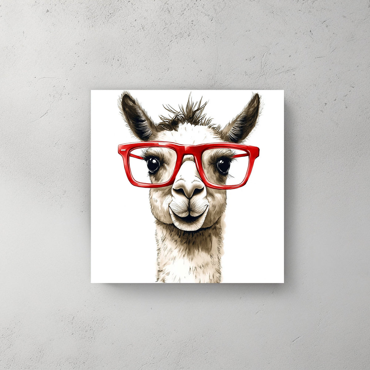 Funny Llama with glasses wall art print