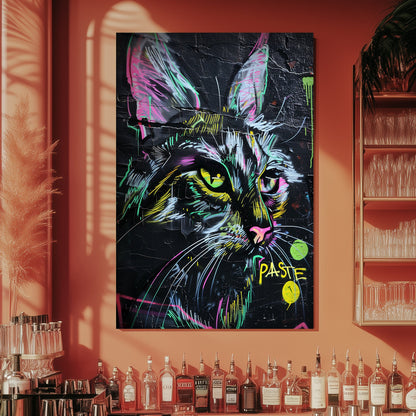 Neon Cat #1547 Canvas Wall Art & Metal Prints