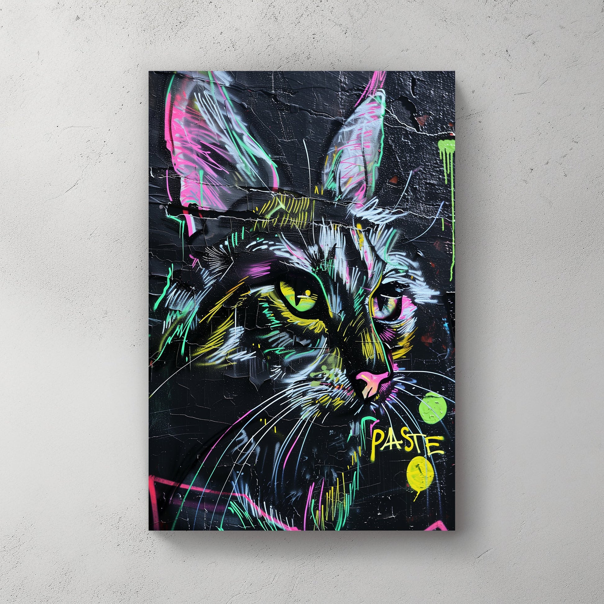 Neon Cat #1547 Canvas Wall Art & Metal Prints