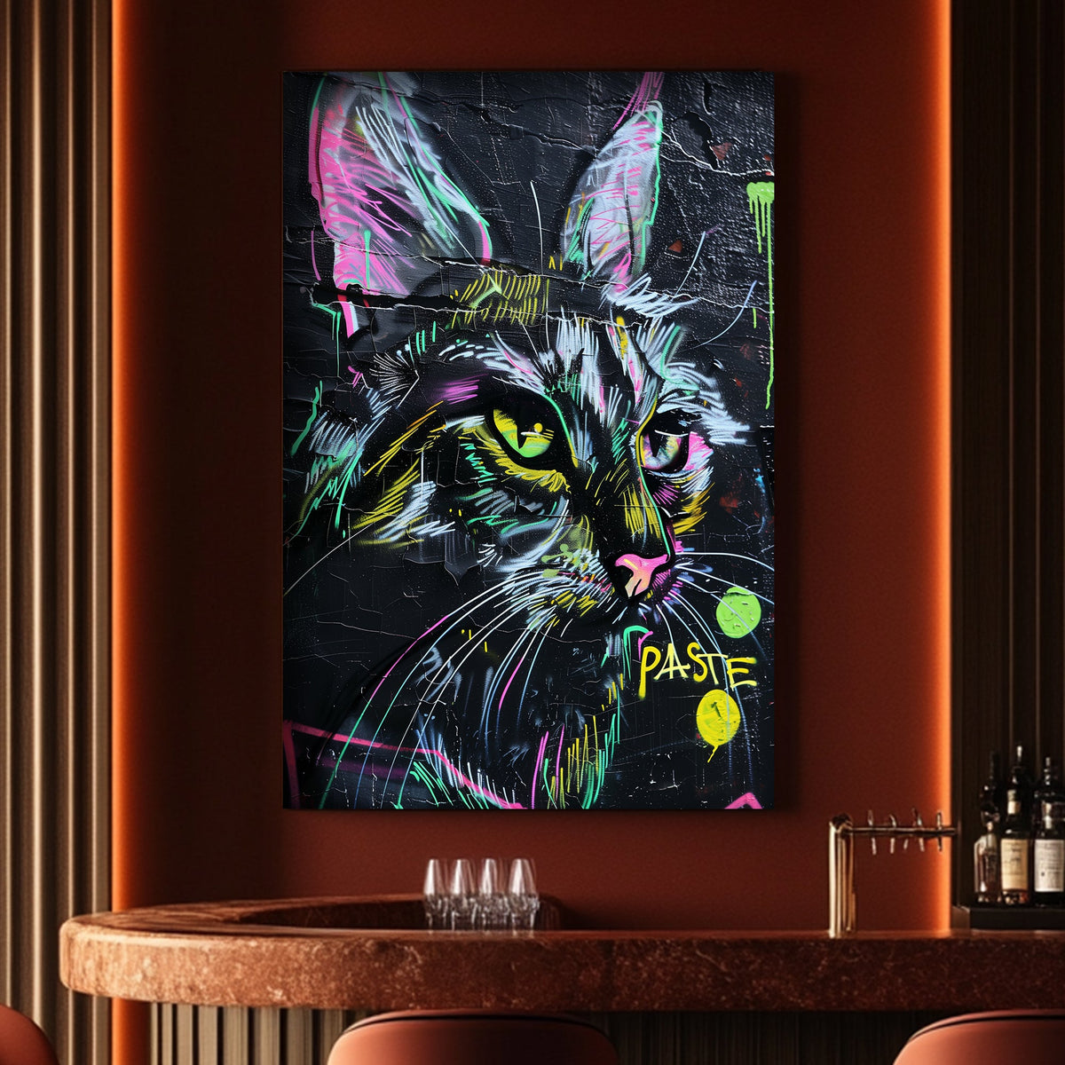 Graffiti colorful cat wall art print