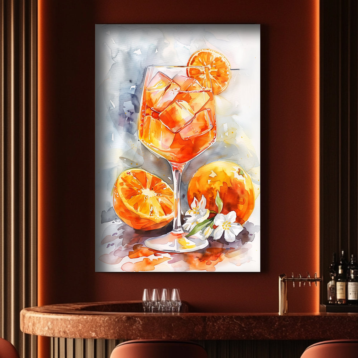 Cocktail with oranges wall art print