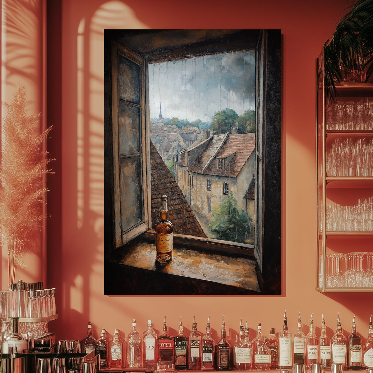 Window whiskey scene wall art decor