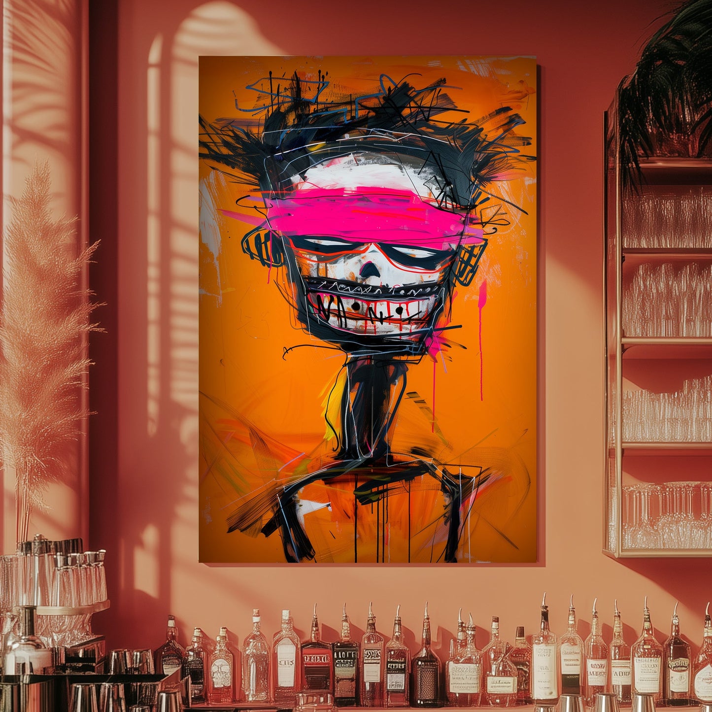 Neon Skull #1552 Canvas Wall Art & Metal Prints