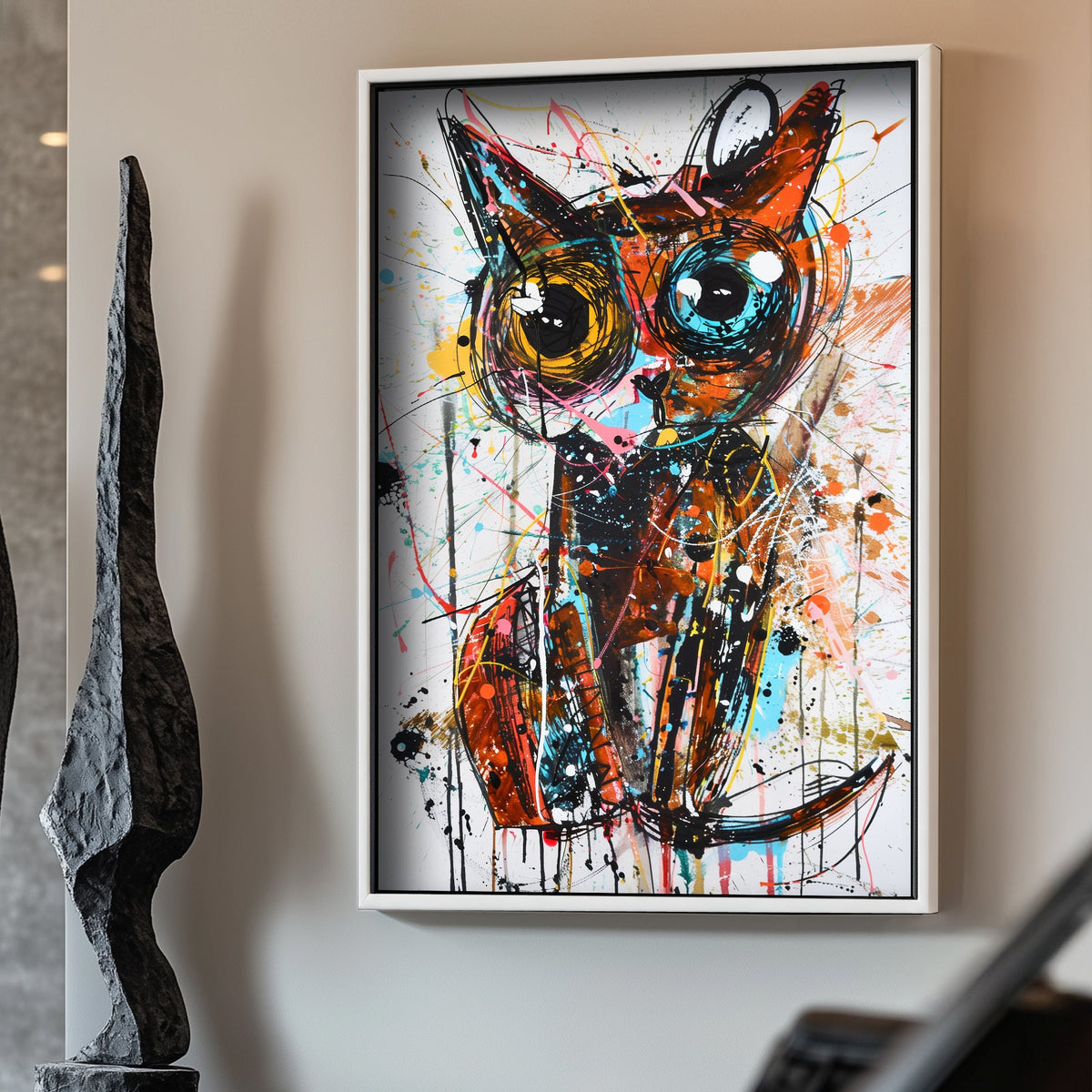 Colorful funky cat pop wall art decor