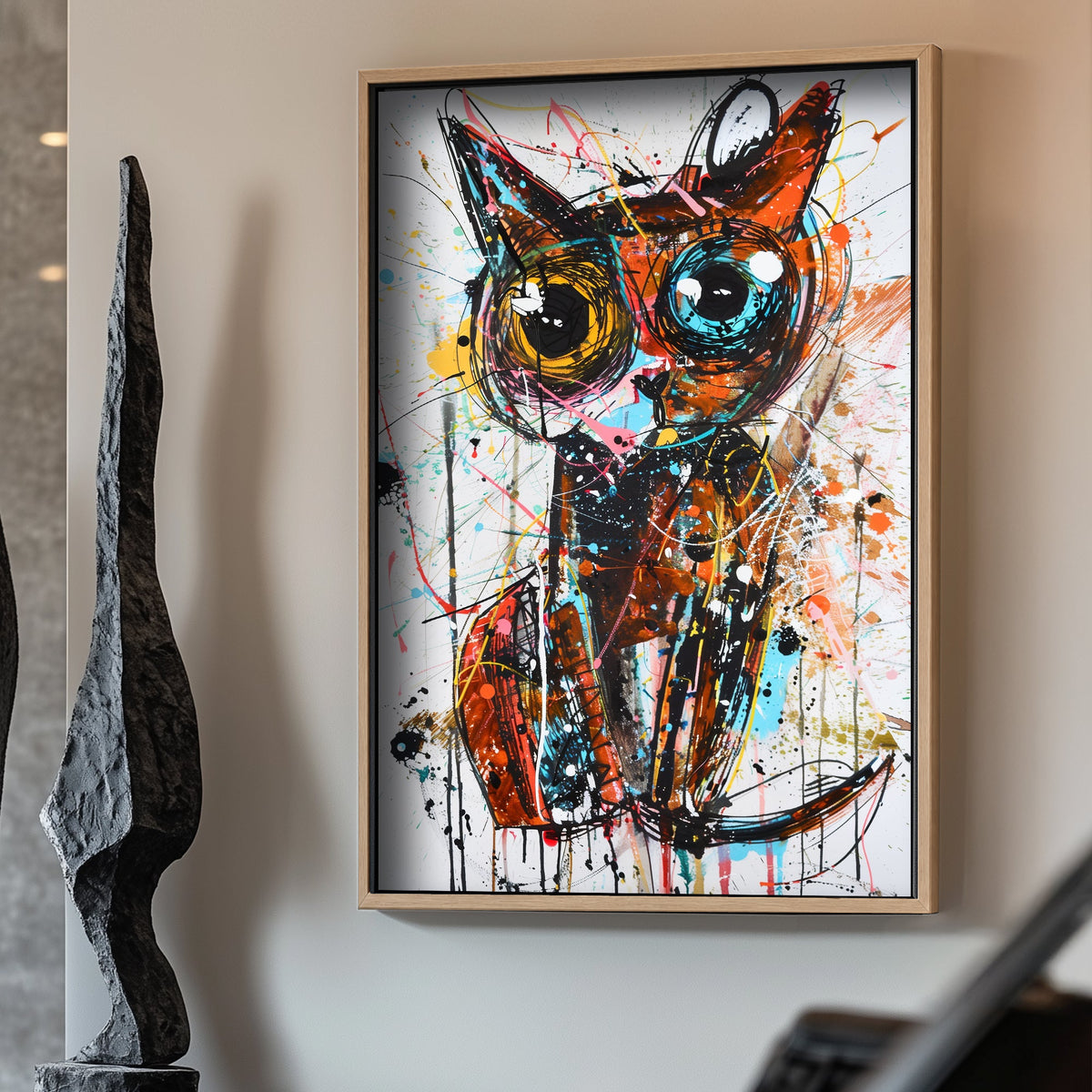 Colorful funky cat pop wall art decor